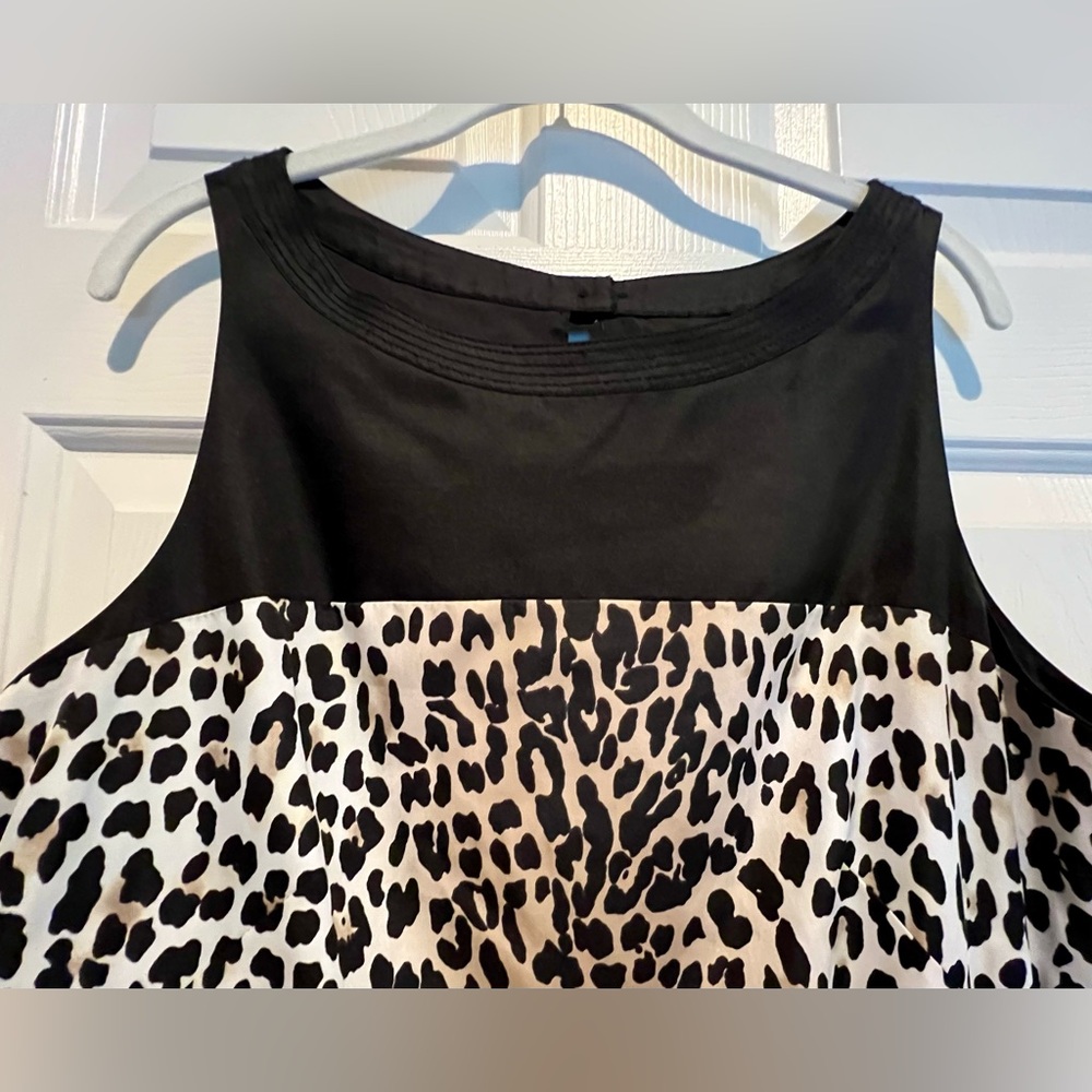 Dress - White House Black Market - black white tan red animal print - size 14 - Picture 5 of 8